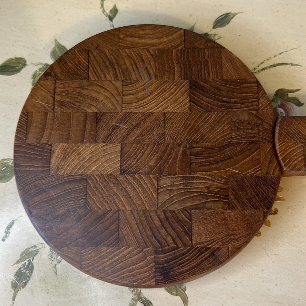 Dansk Vintage Mid Century Modern Wooden Cheese Board & Knife Set